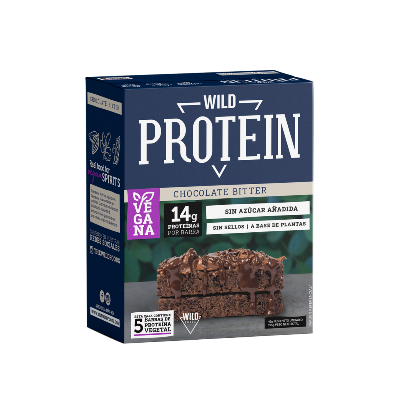 Barritas De Prote Na Wild Protein Vegana Chocolate Bitter Caja